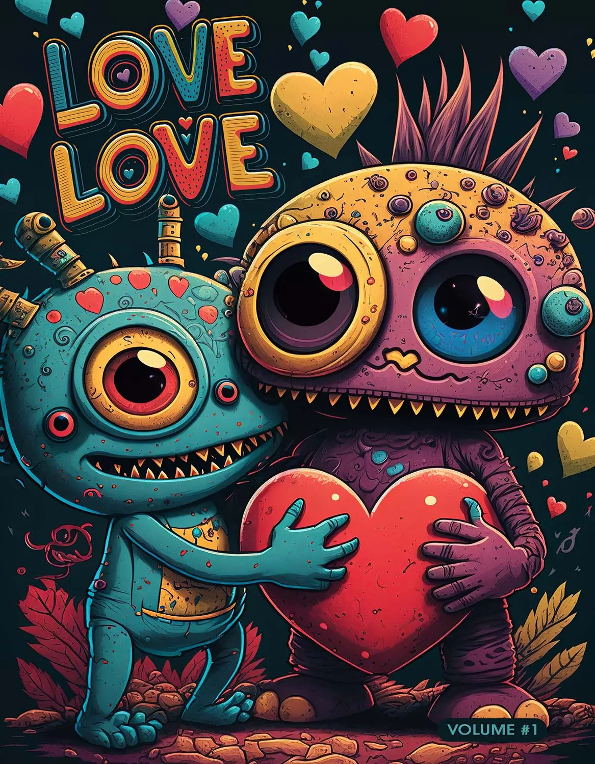 Front cover of the Love Love adult coloring book