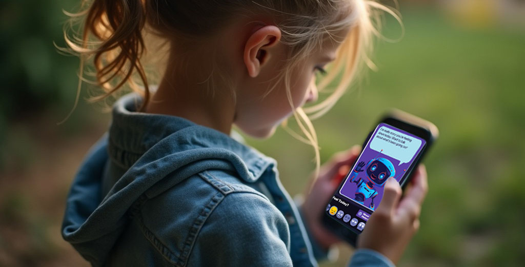 A girl using the ReflectoBot app