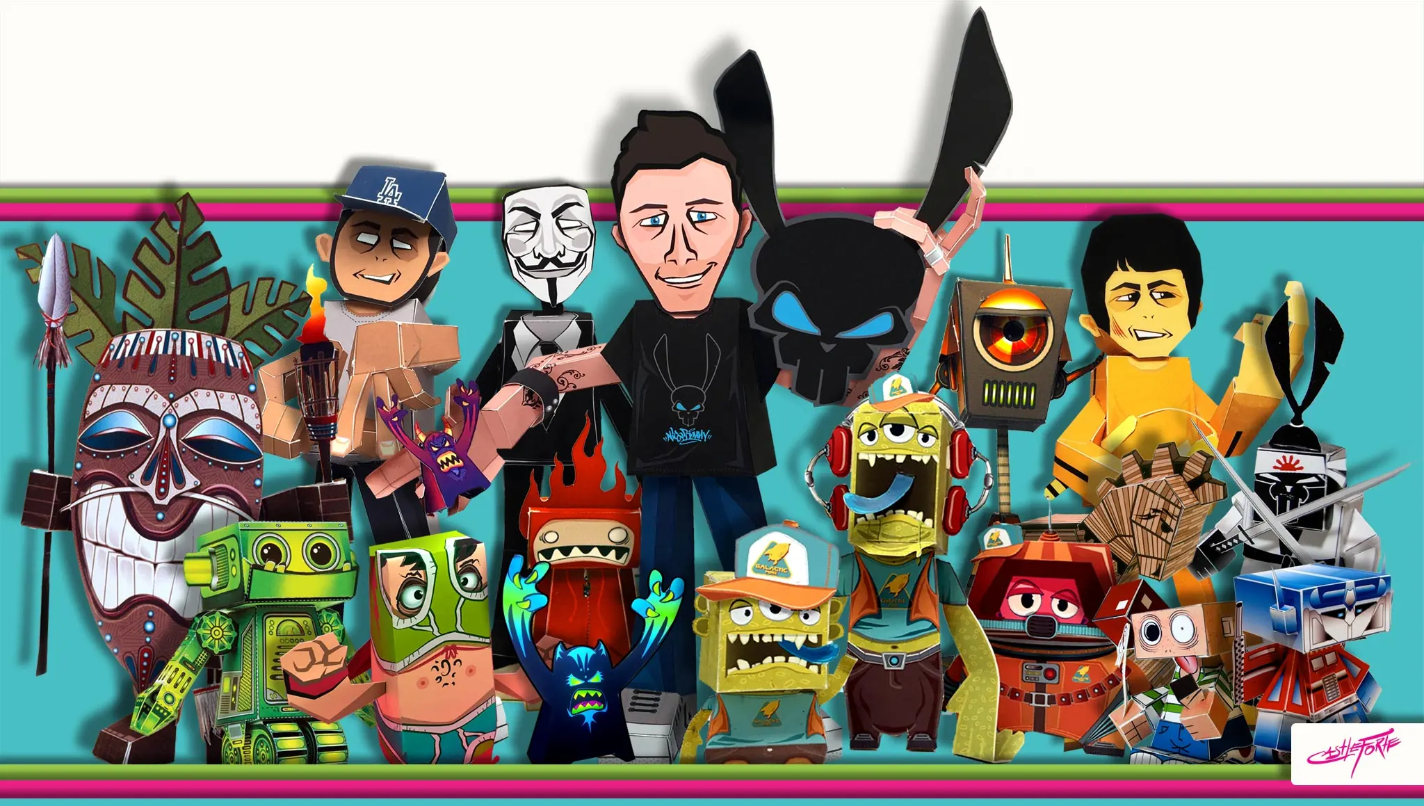 Assorted Castleforte paper toy characters