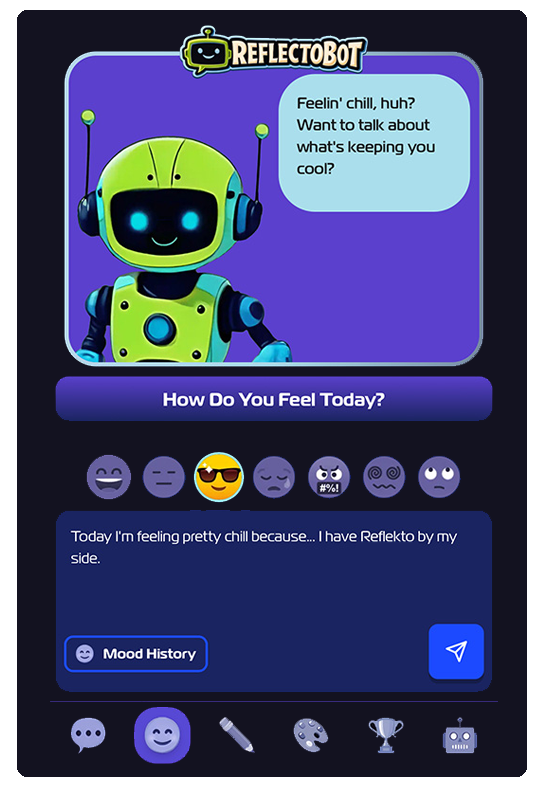 ReflectoBot daily check-in app screen
