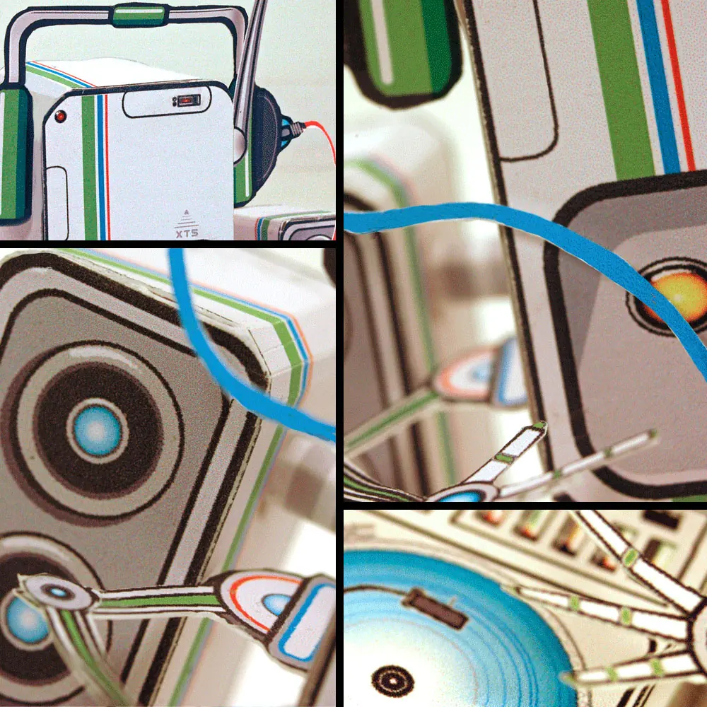 iRockBot paper robot detail collage