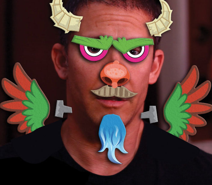 Brian Castleforte wearing Papertoy Monsters parts