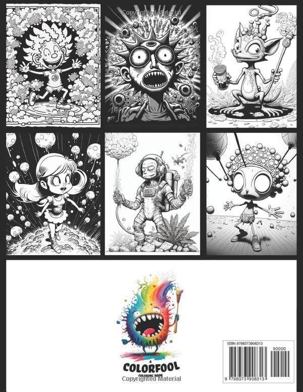 Back cover of the Trippz adult coloring book with sample artwork