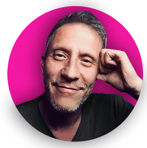 Portrait of Brian Castleforte inside a pink circle