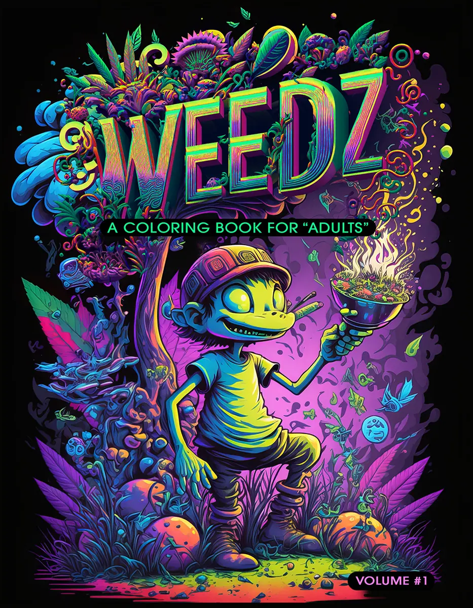 Front cover of the Weedz adult coloring book