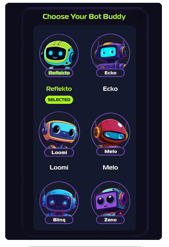 ReflectoBot bot selection app screen