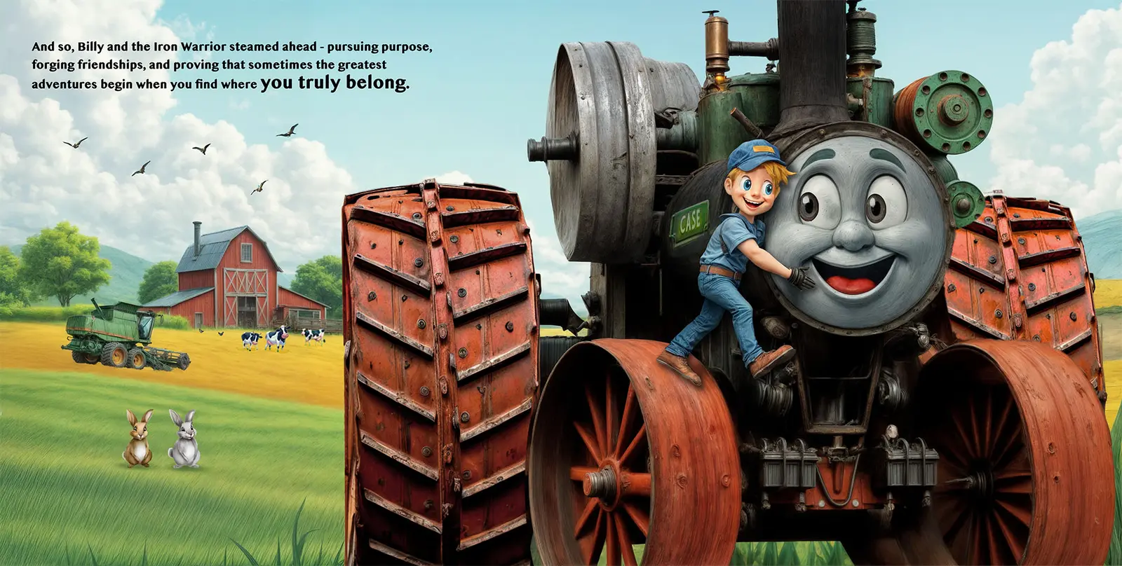 Billy and the Iron Warrior with the completed 150 Case steam engine