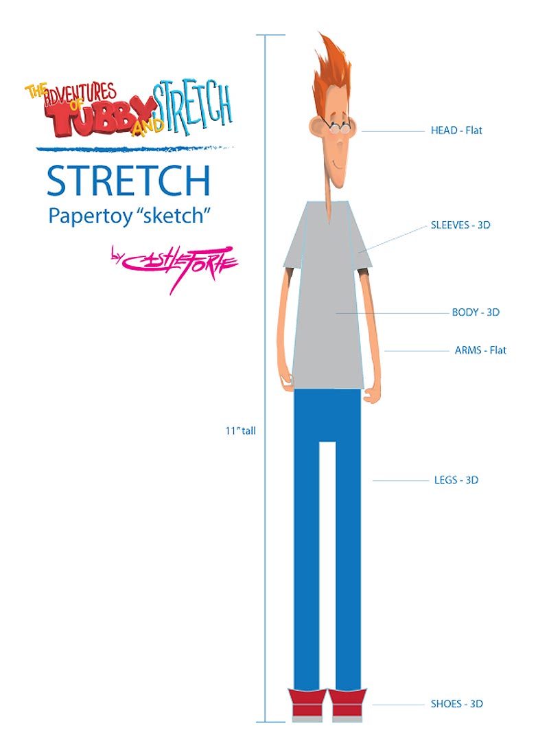 Paper toy construction sketch for Stretch